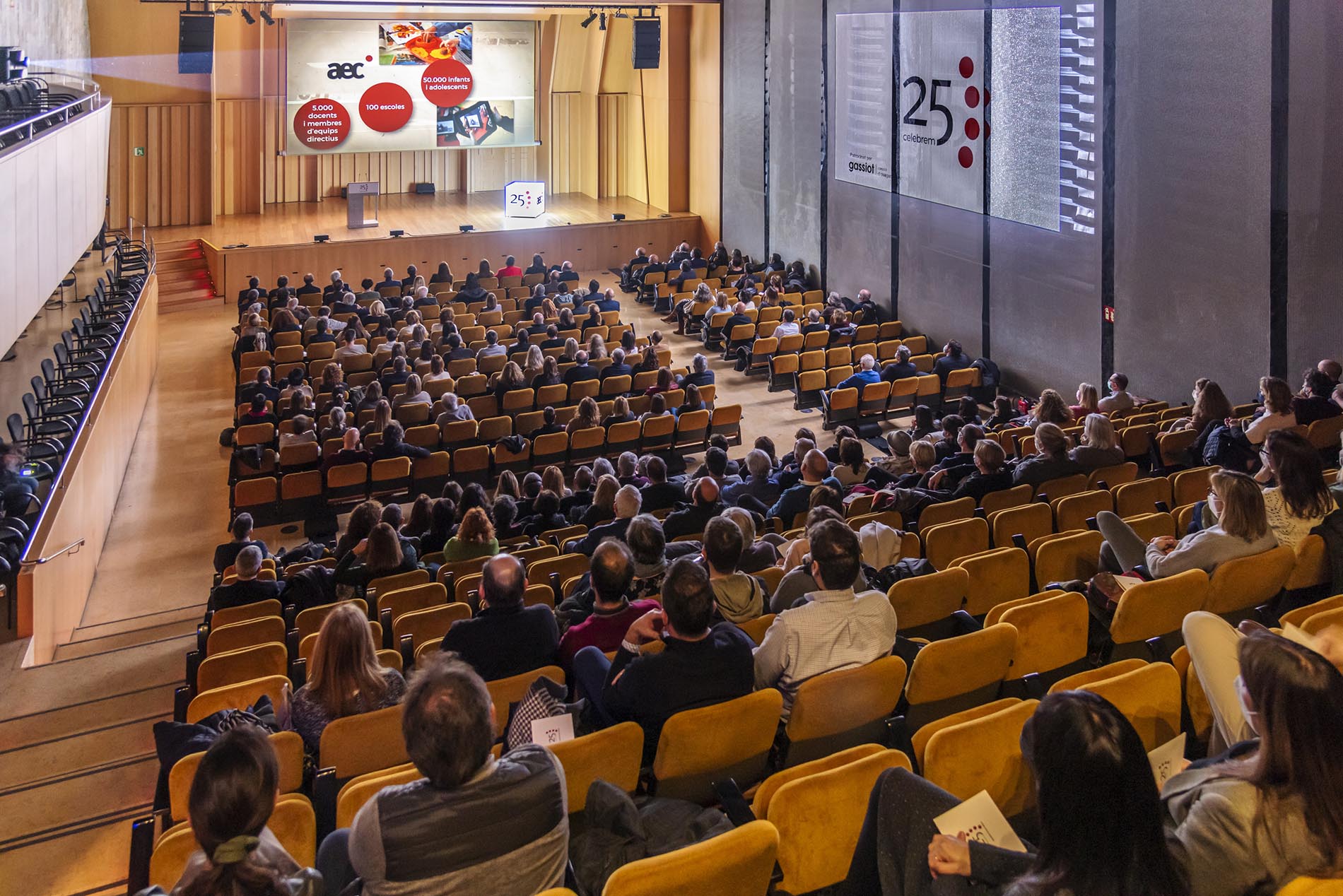 Participants reunits a l’auditori durant el 25è aniversari de l’AEC